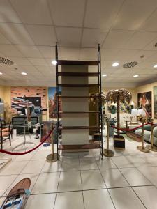 Floor to ceiling bookcase or room divider.
